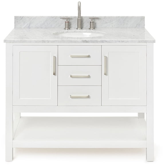 Ariel R043SCW2OVOWHT Bayhill 43" Free Standing Single Oval Basin Vanity Set - White