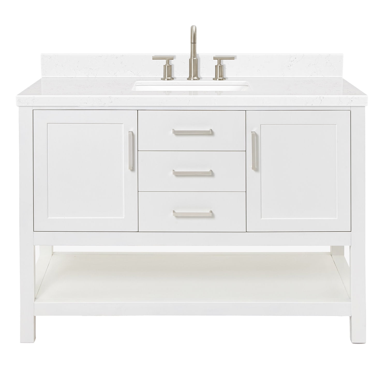 Bayhill White Freestanding Single Vanity with Marble Top