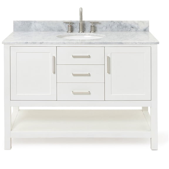 Ariel R049SCW2OVOWHT Bayhill 49" Free Standing Single Oval Basin Vanity Set - White