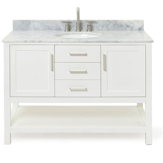 Ariel R049scw2ovo Bayhill 49" Free Standing Single Oval Basin Vanity Set - White