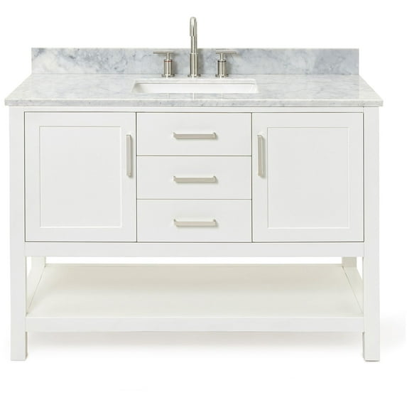 Ariel R049SCW2RVOWHT Bayhill 49" Free Standing Single Rectangular Basin Vanity Set - White