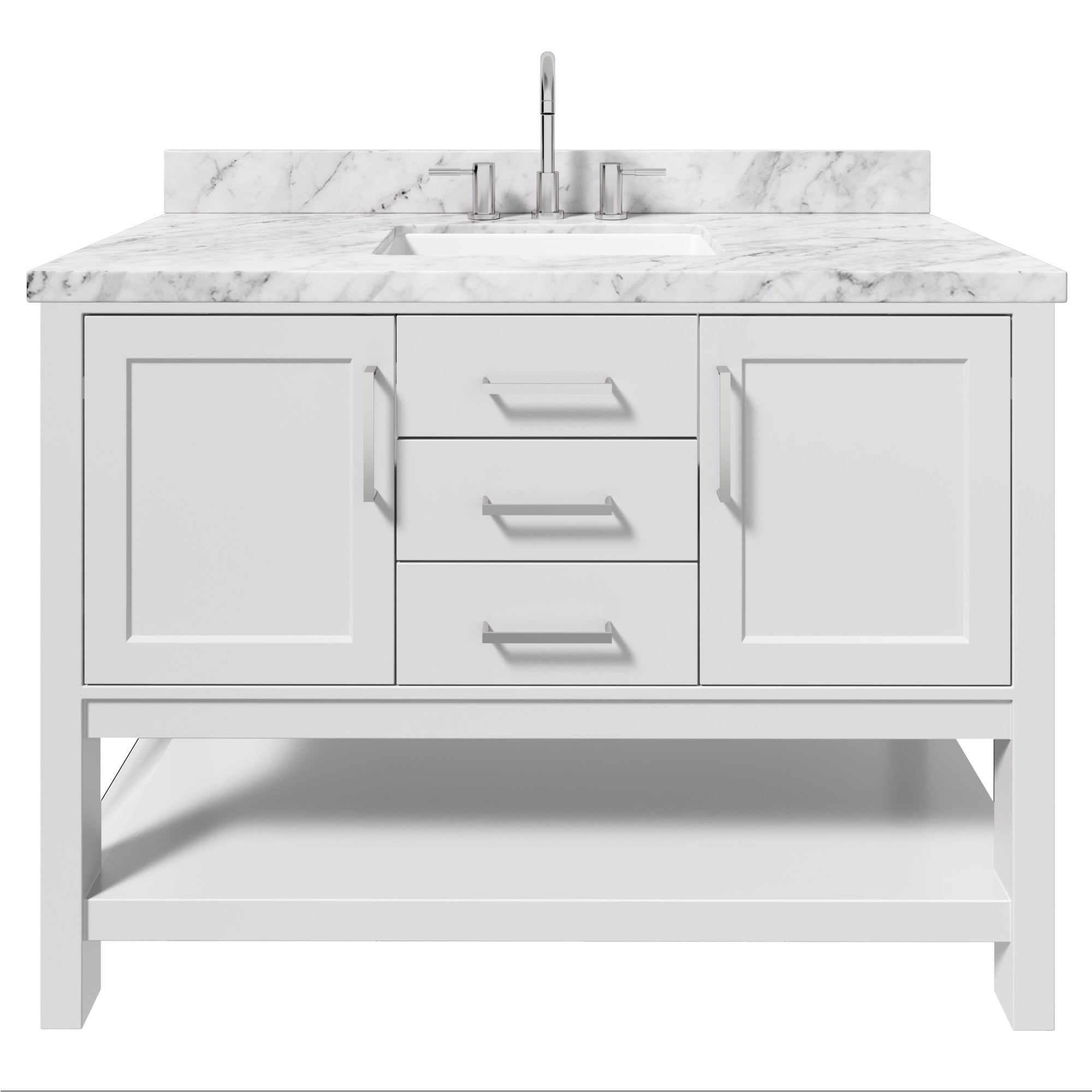 Bayhill 49" White Marble Top Single Sink Vanity