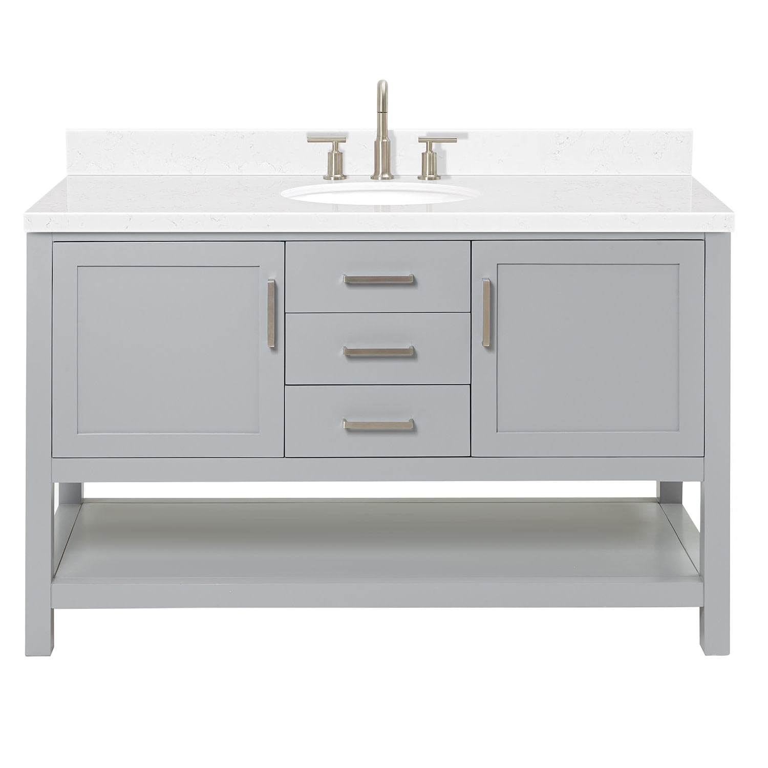 Bayhill 54'' Gray Wood Single Vanity with Quartz Top