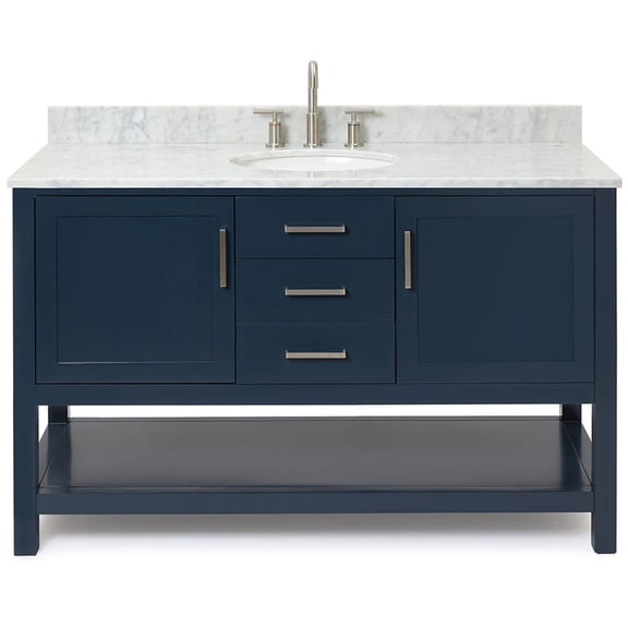 Ariel R055SCW2OVOMNB Bayhill 55" Free Standing Single Oval Basin Vanity Set - Blue