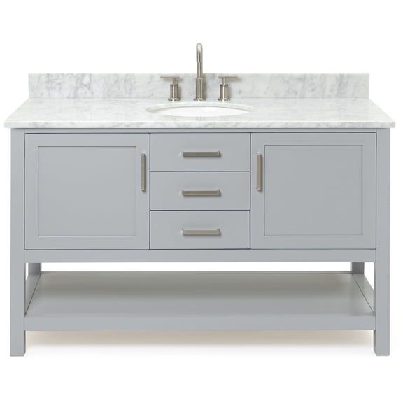 Ariel R055scw2ovo Bayhill 55" Free Standing Single Oval Basin Vanity Set - Grey