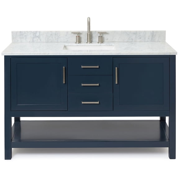 Ariel R055SCW2RVOMNB Bayhill 55" Free Standing Single Rectangular Basin Vanity Set - Blue