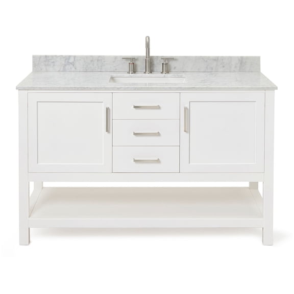 Ariel R055SCW2RVOWHT Bayhill 55" Free Standing Single Rectangular Basin Vanity Set - White