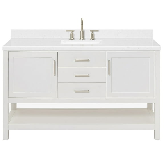 Ariel R060SCQRVOWHT Bayhill 60" Free Standing Single Basin Vanity Set - White