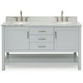 thumbnail image 1 of Ariel R061dcw2ovo Bayhill 60" Thick Carrara Marble Vanity Top - Grey, 1 of 7
