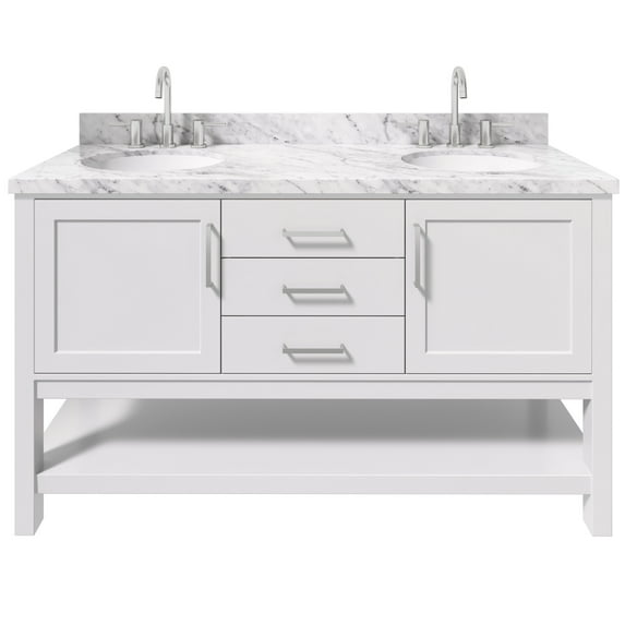 Ariel R061dcwovo Bayhill 60" Free Standing Double Basin Vanity Set - White