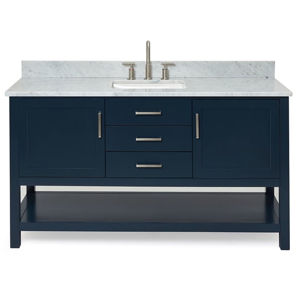 Ariel R061SCW2RVOMNB Bayhill 61" Free Standing Single Rectangular Basin Vanity Set - Blue