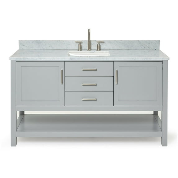 Ariel R061scw2rvo Bayhill 61" Free Standing Single Rectangular Basin Vanity Set - Grey