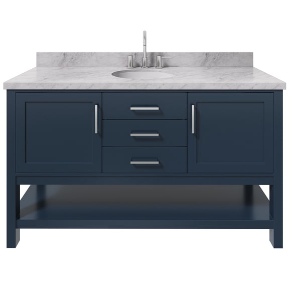 Ariel R061SCWOVOMNB Bayhill 60" Free Standing Single Basin Vanity Set - Blue