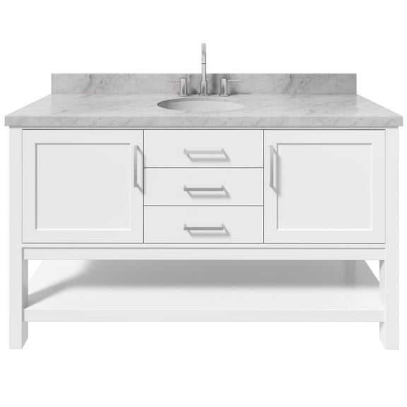 Ariel R061SCWOVOWHT Bayhill 60" Free Standing Single Basin Vanity Set - White