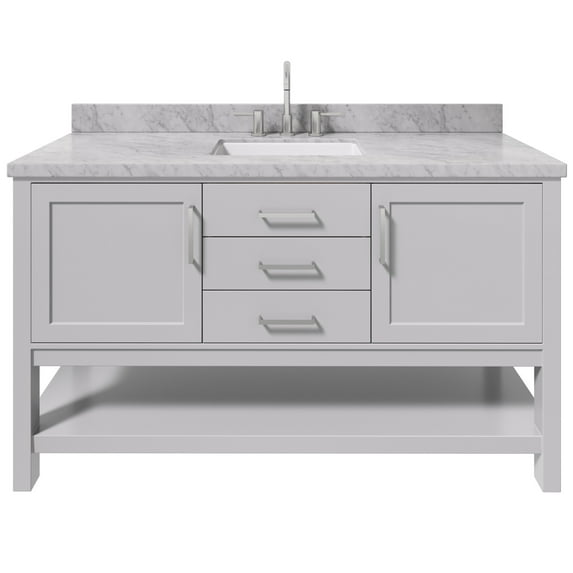 Ariel R061SCWRVOGRY Bayhill 60" Free Standing Single Basin Vanity Set - Grey