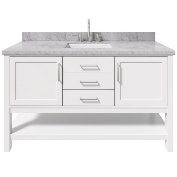 Ariel R061SCWRVOWHT Bayhill 60" Free Standing Single Basin Vanity Set - White