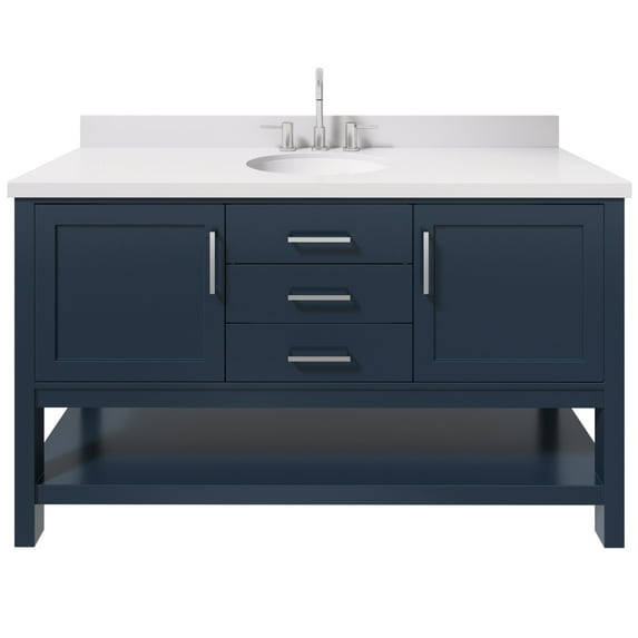 Ariel R061SWQOVOMNB Bayhill 60" Free Standing Single Basin Vanity Set - Blue