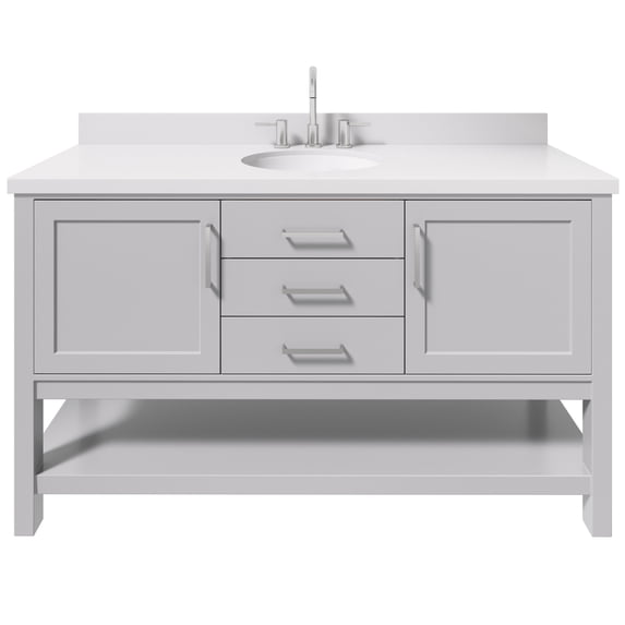 Ariel R061SWQOVOGRY Bayhill 60" Free Standing Single Basin Vanity Set - Grey