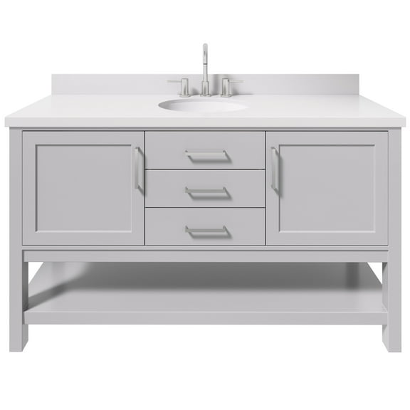 Ariel R061SWQOVOGRY Bayhill 60" Free Standing Single Basin Vanity Set - Grey