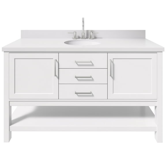 Ariel R061swqovo Bayhill 60" Free Standing Single Basin Vanity Set - White