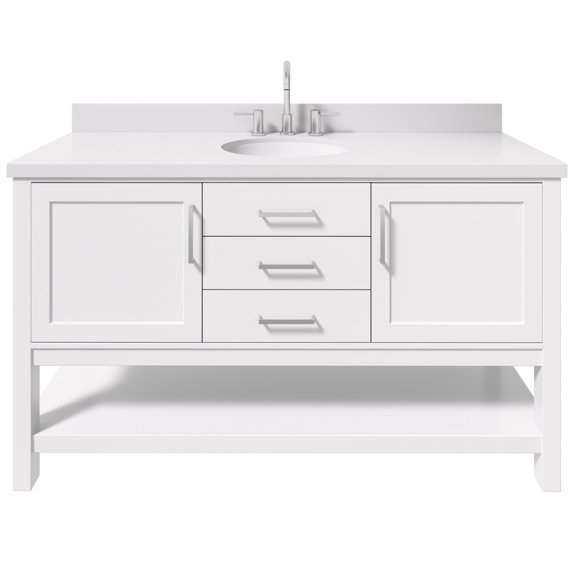 Ariel R061SWQOVOWHT Bayhill 60" Free Standing Single Basin Vanity Set - White
