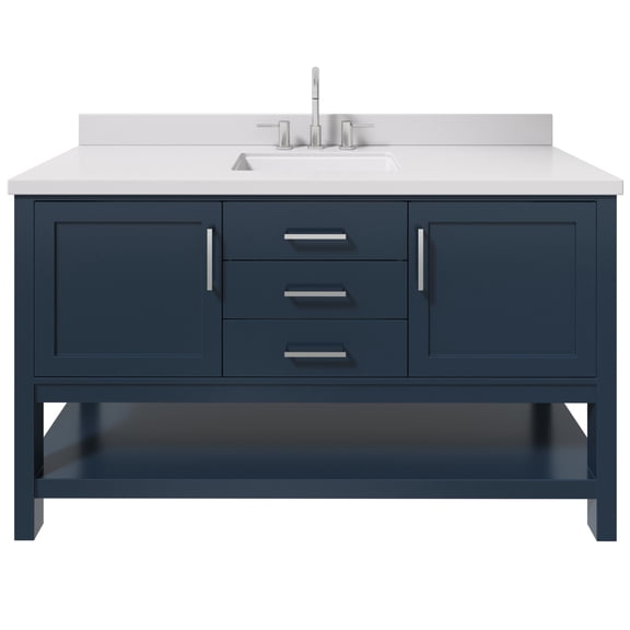 Ariel R061SWQRVOMNB Bayhill 60" Free Standing Single Basin Vanity Set - Blue