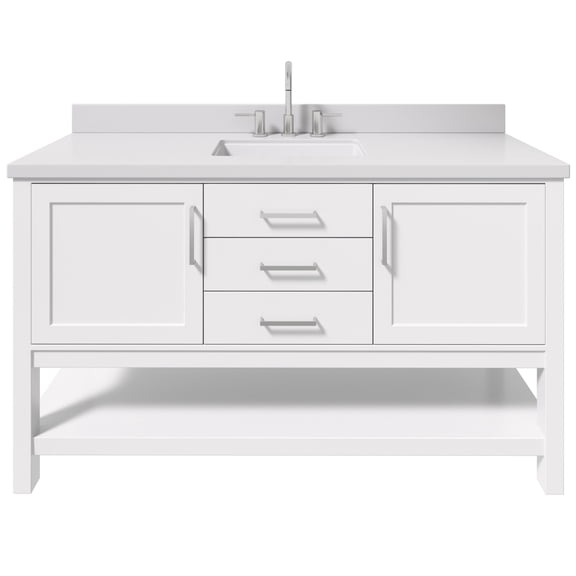 Ariel R061SWQRVOWHT Bayhill 60" Free Standing Single Basin Vanity Set - White