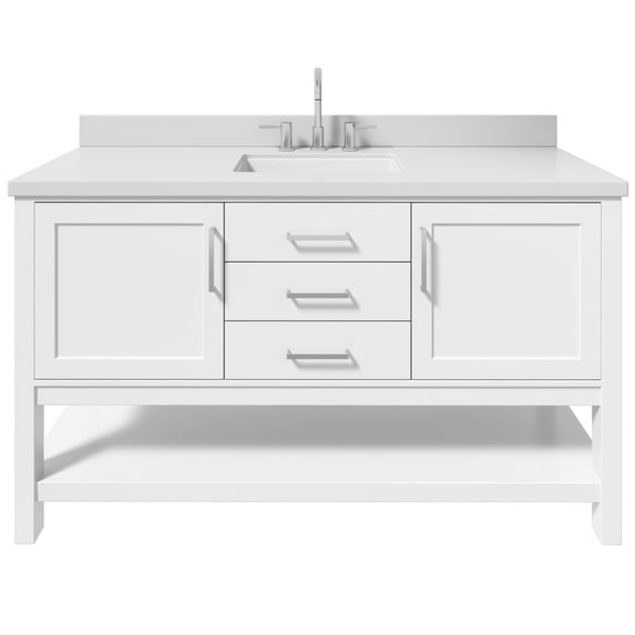 Ariel R061SWQRVOWHT Bayhill 60" Free Standing Single Basin Vanity Set - White