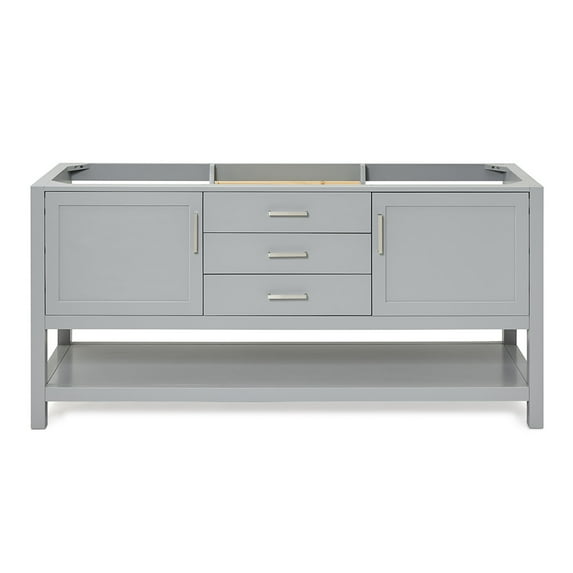 Ariel R072D-BC-GRY Bayhill 72" Double Free Standing Vanity Cabinet Only - Grey
