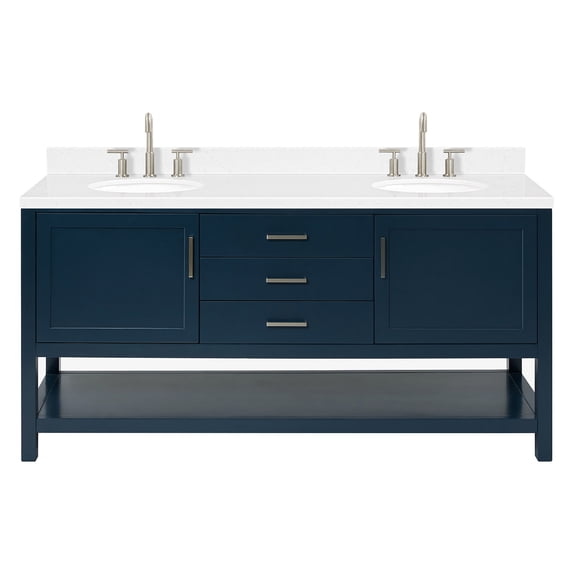 Ariel R072DCQOVOMNB Bayhill 72" Free Standing Double Basin Vanity Set - Blue