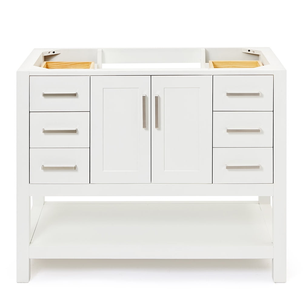 White Solid Wood Freestanding Single Bathroom Vanity Base