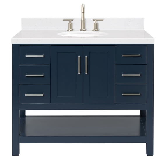 Ariel S042SCQOVOMNB Magnolia 42" Free Standing Single Basin Vanity Set - Blue