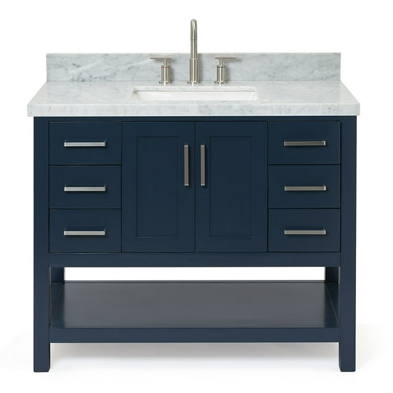 Ariel S043SCWRVOMNB Magnolia 42" Free Standing Single Basin Vanity Set - Midnight Blue /