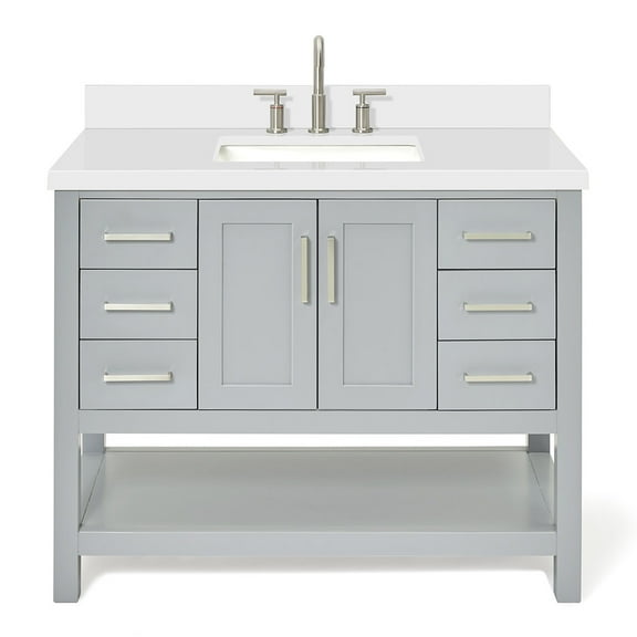 Ariel S043swqrvo Magnolia 42" Free Standing Single Basin Vanity Set - Grey / Pure White