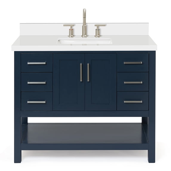 Ariel S043SWQRVOMNB Magnolia 42" Free Standing Single Basin Vanity Set - Midnight Blue /