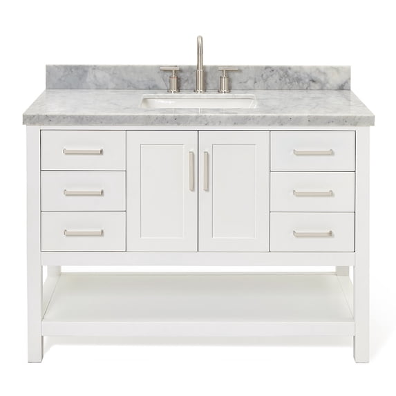 Ariel S049SCWRVOWHT Magnolia 48" Free Standing Single Basin Vanity Set - White