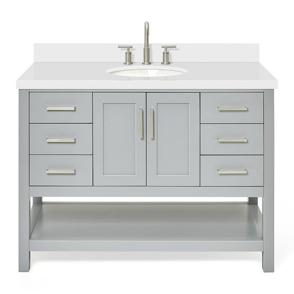 Ariel S049swqovo Magnolia 48" Free Standing Single Basin Vanity Set - Grey / Pure White