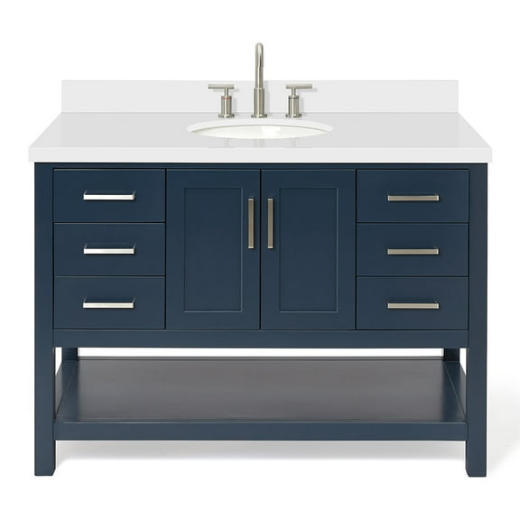 Ariel S049swqovo Magnolia 48" Free Standing Single Basin Vanity Set - Midnight Blue / Pure