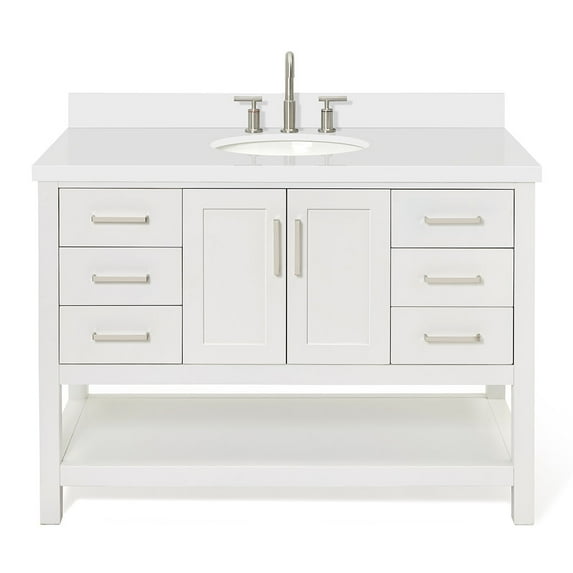 Ariel S049swqovo Magnolia 48" Free Standing Single Basin Vanity Set - White / Pure White