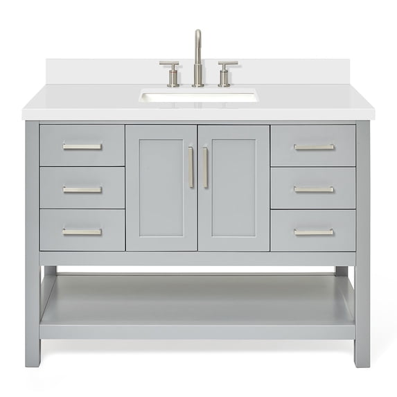 Ariel S049SWQRVOGRY Magnolia 48" Free Standing Single Basin Vanity Set - Grey / Pure White