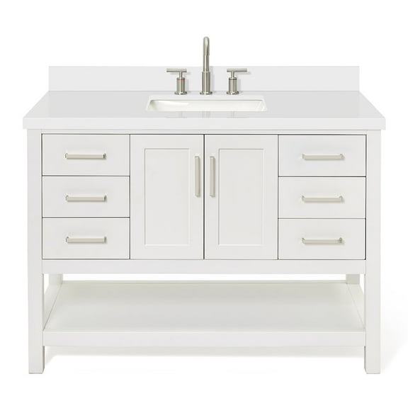 Ariel S049swqrvo Magnolia 48" Free Standing Single Basin Vanity Set - White / Pure White