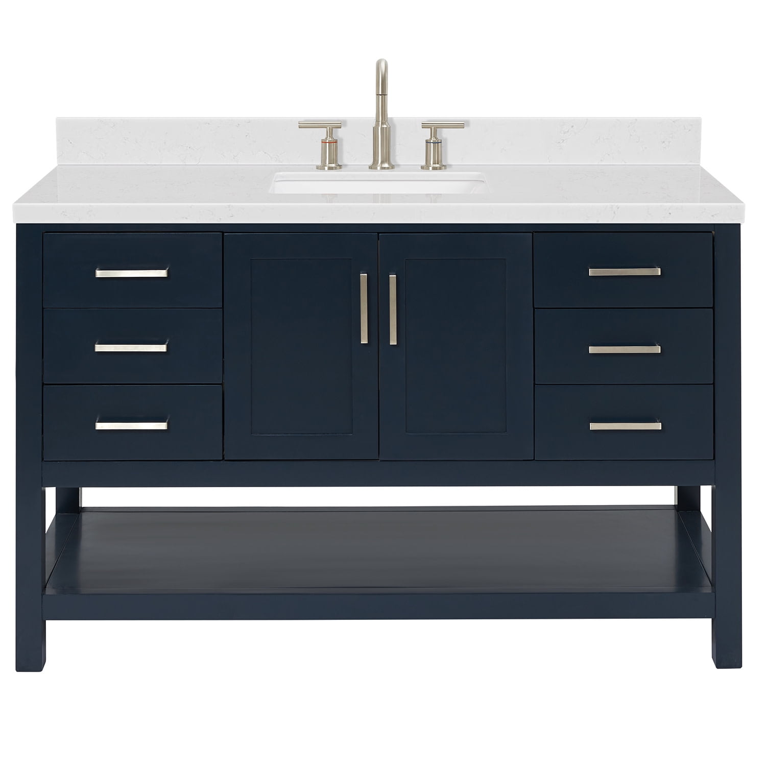 Midnight Blue 54" Freestanding Single Basin Vanity with Quartz Top