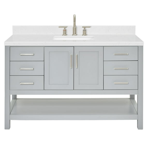 Ariel S054scqrvo Magnolia 54" Free Standing Single Basin Vanity Set - Grey