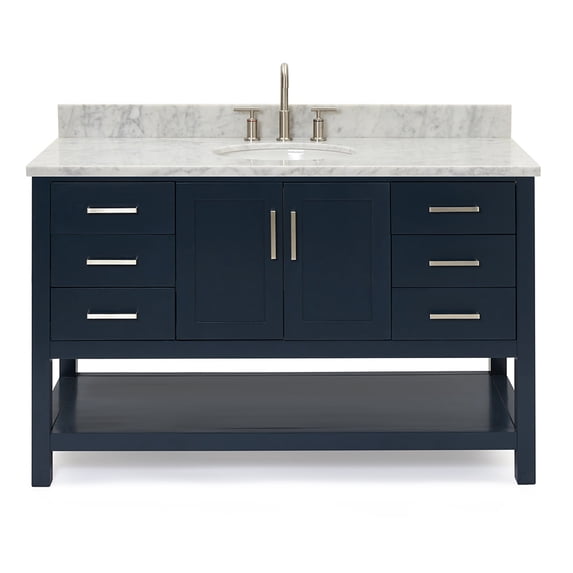 Ariel S055SCW2OVOMNB Magnolia 54" Free Standing Single Basin Vanity Set - Midnight Blue /