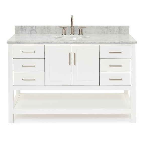 Ariel S055SCW2OVOWHT Magnolia 54" Free Standing Single Basin Vanity Set - White