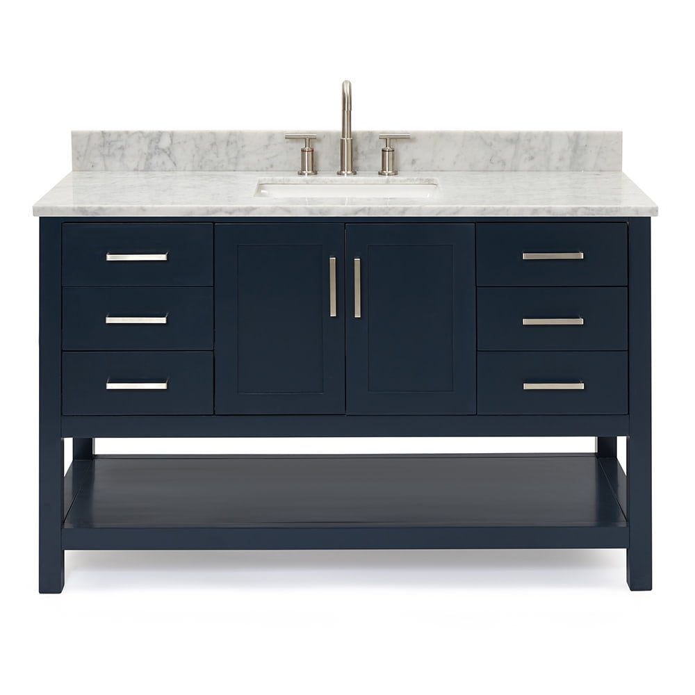 Magnolia 55" Midnight Blue Vanity with Carrara Marble Top