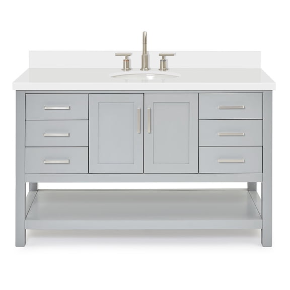 Ariel S055swqovo Magnolia 54" Free Standing Single Basin Vanity Set - Grey / Pure White