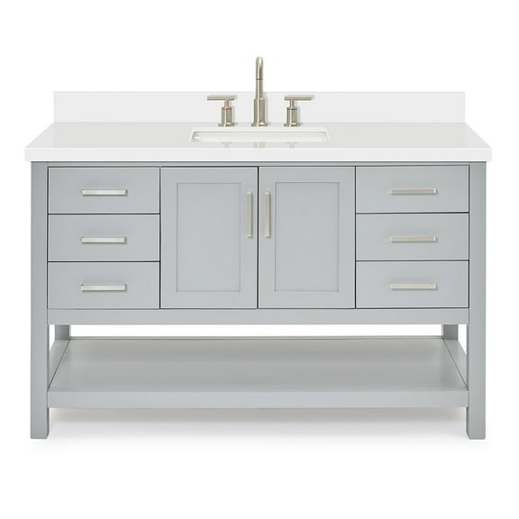 Ariel S055swqrvo Magnolia 54" Free Standing Single Basin Vanity Set - Grey / Pure White