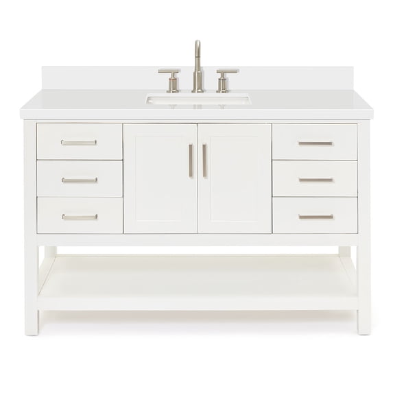 Ariel S055SWQRVOWHT Magnolia 54" Free Standing Single Basin Vanity Set - White / Pure
