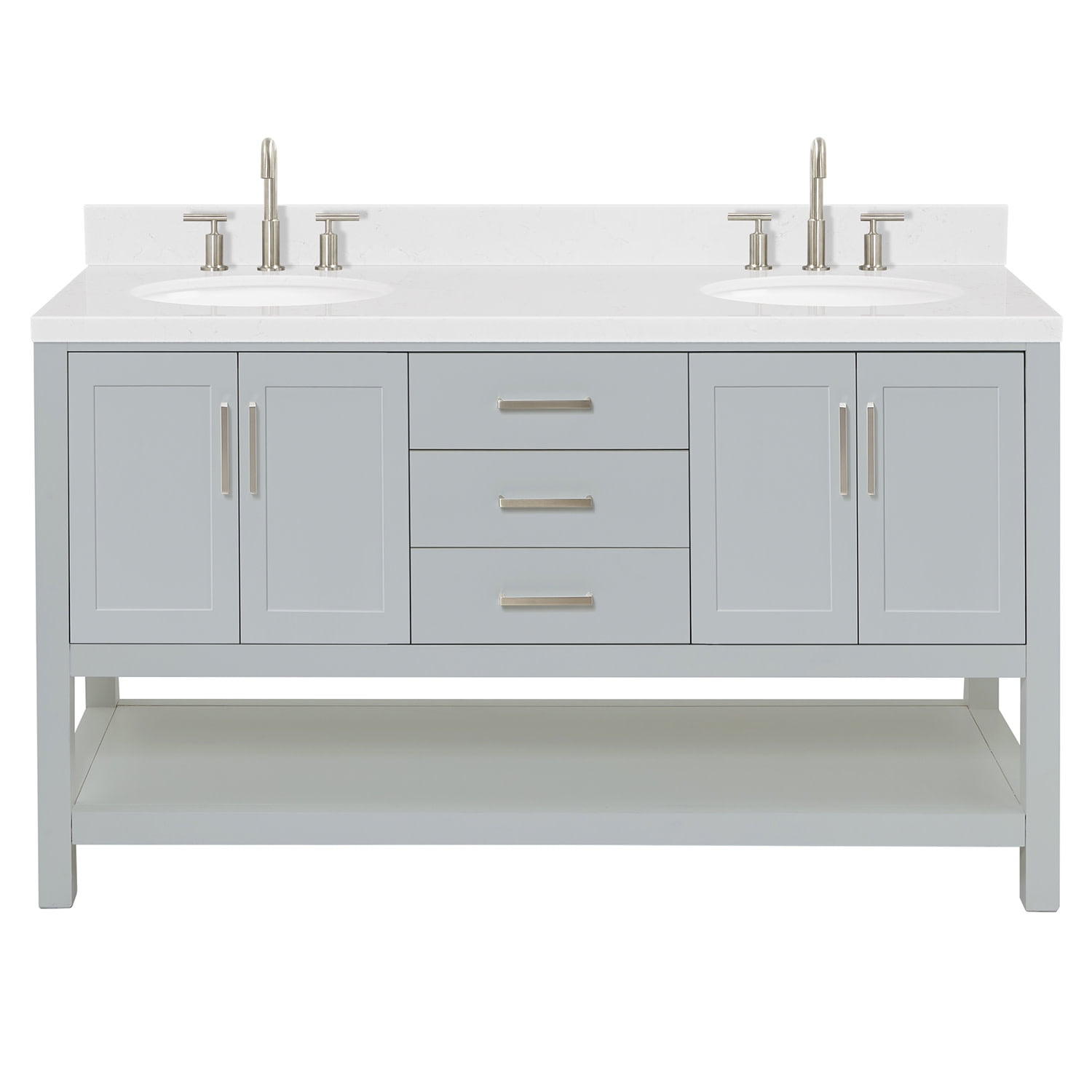 Magnolia Gray 60" Freestanding Double Sink Vanity with Quartz Top
